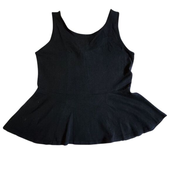 Dots Black Zipper Peplum Tank Top Sz M - Picture 1 of 12